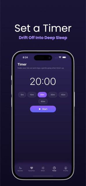The sleep timer set to twenty minutes.